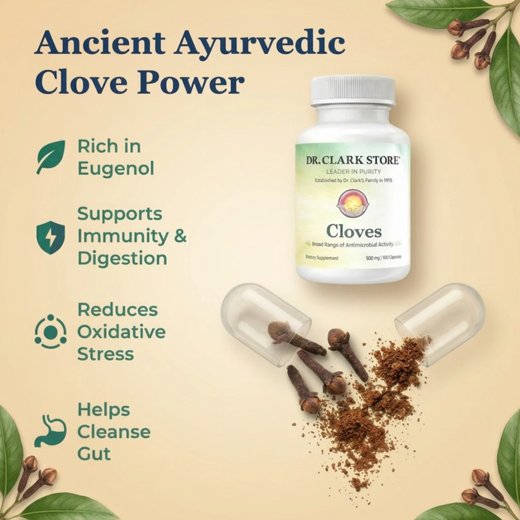 Cloves, 500 mg 100 capsules - Image 3